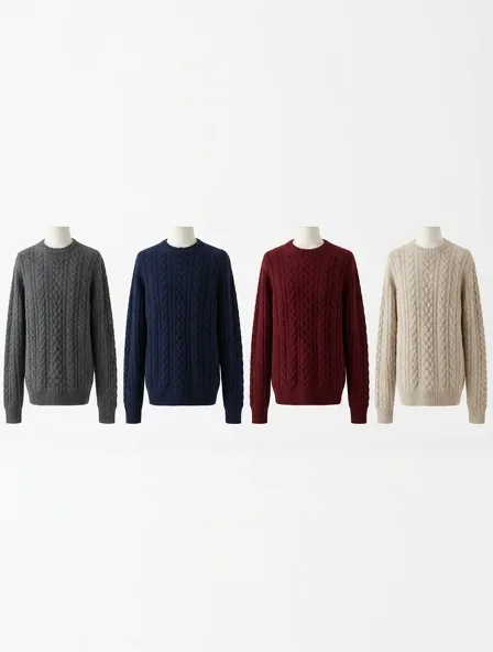Sweater in four colorways, side by side