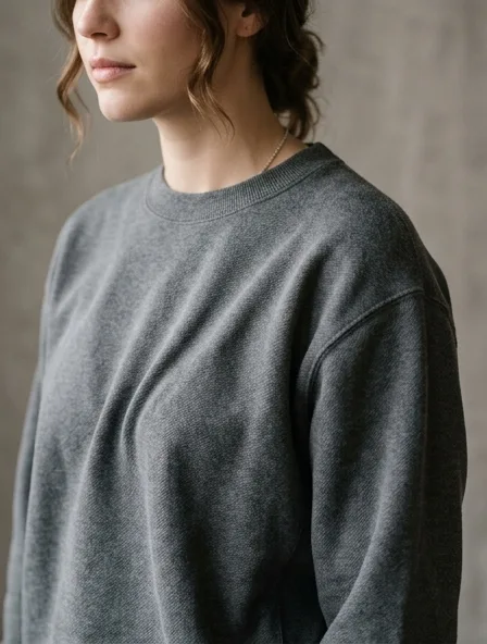 Sweatshirt fabric close-up showing drape and texture