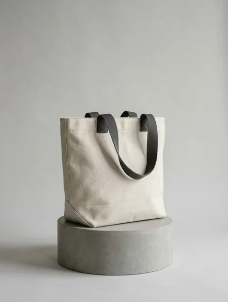 Tote bag design concept, rendered in a studio
