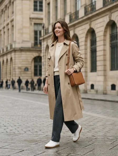 Trench coat styled for a lookbook