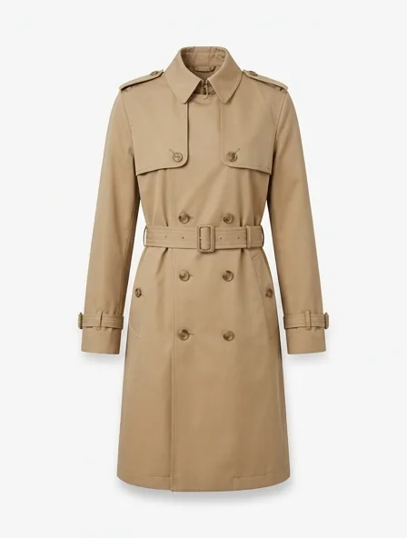 Trench coat product photo on a white background
