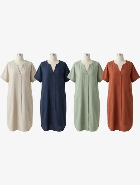 Tunic in four colorways, side by side