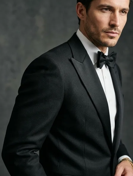 Tuxedo fabric close-up showing drape and texture