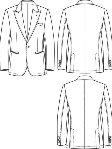 Tuxedo flat technical drawing, front and back