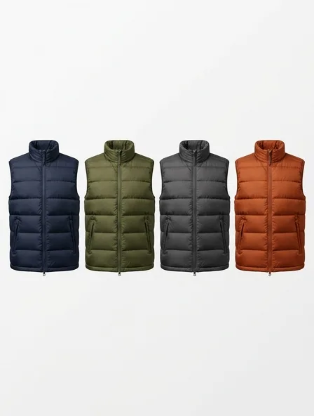 Vest in four colorways, side by side